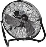 Comfort Zone Cradle Floor Fan, Electric, High-Velocity,180 Degree Adjustable Tilt, 18 inch, 3 Speed, Carry Handle, Rubber Feet, Metal, Airflow 19.36 ft/sec, Ideal for Garage or Workshop, CZHV18BK