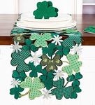 GRANDDECO St. Patrick's Day Table Runner 13"×54",Applique Embroidered Cutwork Clover Dresser Scarf for Home Kitchen Dining Spring Irish Festival Tabletop Decoration