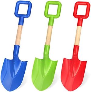 Large Beach Sand Toy Shovels for Kids Adult,Jumbo 40cm Sand Shovels, Beach Shovels Heavy Duty, Garden Tool, Sandbox Kit, Plastic Wooden Shovel for Digging Sand and Snow Outdoor 3 Pack