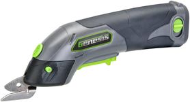 Genesis Cordless Electric Scissors, 8V Lithium-Ion Battery, Charger, and 2 Year Warranty for Cutting Cardboard, Carpet, Fabric, and Plastic (GLSS08B)