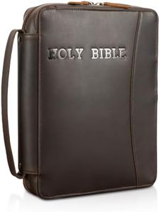Polare Full Grain Leather Holy Bible Cover Church Bag 11x8.25x2.25 inch Bible Carrying Book Case Protective Organizer Holder, Gifts for Christian Religious