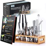 TEAVAS Mixology Bartender Kit with Japanese Jiggler & Stand - 25 Piece Stainless Steel Cocktail Making Set with Shaker, Strainer, Mixer, Spoon, Muddler -Barware Accessories for Home Bars & Bartending