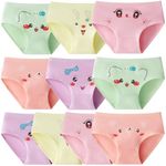 Domee Girls Knickers Cotton Pants Underwear Briefs Underpants Pack of 10 Cartoon Face 4-6 Years (Manufacturer Size L)