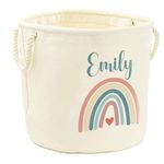 Hoolaroo Personalised Toy Box Toy Storage Basket For girls Boys Baby Rainbow Toy Boxes With Name Kids Baby Gifts Tidy Room Small