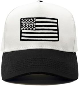 Funky Junque Two Tone Vintage Canvas Snapback Hats Men Women Trendy Embroidered Trucker Baseball Cap Funny Adjustable, American Flag - White/Black, One Size