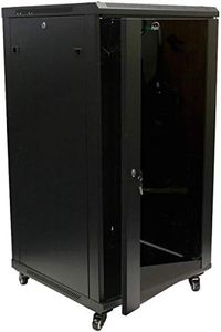 NavePoint 22U Server Cabinet Wall Mount Rack Enclosure with Caster Wheels, 2 Fans, Locking Glass Door, Removable Side Panels – 22U Network Cabinet 23.6” Deep, 19” Server Rack for A/V Equipment