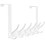 Peasulin Over The Door Hooks, Sturdy Door Hanger, Large Over The Door Towel Rack with 12 Hooks, Heavy Duty Easy to Install, for Bathroom, Bedroom，Kitchen，Hanging Towels, Coats (White)