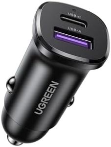 UGREEN 30W USB C Car Charger, 2 Port Car Charger PD 30W/SCP 22.5W, Mini Car USB Charger with LED Light, Compatible with iPhone 16/15/14/13/12/11, Galaxy S24/S23/S22/21, iPad, MacBook, Pixel