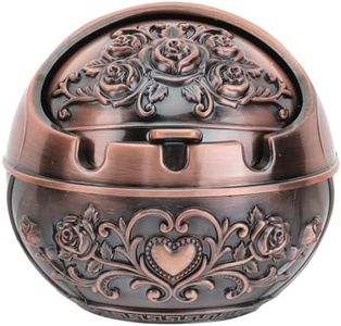 Veemoon Windproof Metal Ashtrays with Lid Vintage Decorative Ashtray Desktop Smokeless Ashtray Fancy Ashtray Gift for Home Office