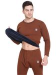 OOSHIN UK Mens Brown Full Sleeve Thermal Basic Set (Upper+Lower) - Size-X_largeL