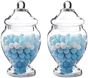 Livejun Glass Apothecary Jars 45 Ounce Decorative Candy Cookie Jars ，Clear Elegant Storage Jar with lids Canisters Sets for the Kitchen Wedding Home Centerpiece Candy Buffet Set of 2