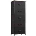 Somdot Tall Dresser for Bedroom with 5 Drawers, Storage Chest of Drawers with Removable Fabric Bins for Closet Bedside Nursery Laundry Living Room Entryway Hallway, Black