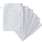 Adore Home 6 x Premium Quality Wash Mitts Absorbent Flannel Face Mitt Body Scrub, White