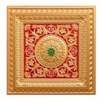 Drumstone (𝗦𝗽𝗲𝗰𝗶𝗮𝗹 𝟭𝟬 𝗬𝗲𝗮𝗿𝘀 𝗪𝗮𝗿𝗿𝗮𝗻𝘁𝘆) Floral Gold-Red-Green 3D Decorative Ceiling Panel – 2x2 Feet, Glue-Up or Lay-in, Seamless Finish