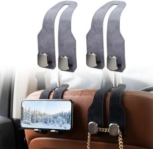 Fauppt Headrest Hooks for Car Car Seat Hooks for Headrest,2026 Hooks for Purses and Bags Cute Car Purse Holder,Twinhook Leather Car Headrest Hangers Seat Back Organizers for Travel (Grey*2)