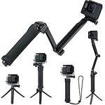 FitStill 3 Way Tripod for GoPro Hero 11/10/9/8/7/6/5/4/3/2/1 Session Max and Other Action Cameras, Detachable Extendable Selfie Stick Pole with Hand Grip Stand