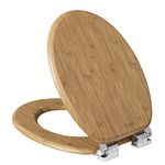 eSituro Wooden Toilet Seat,Soft Close Toilet Seat Lid Cover with Adjustable Hinge,Anti-Slip,Anti-Bacterial for Family BathroomSTS0389