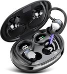 Bluetooth Headphones Wireless Earbuds 60hrs Play Back Sport Earphones with LED Display Over-Ear Buds with Earhooks Deep Bass Microphone IPX7 Waterproof for Sports/Workout/Gym/Calls Black