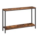 HOOBRO Console Table, 120 cm Narrow Sofa Table with Shelf, Industrial Entryway Table for Living Room, Hallway, Foyer, Corridor, Office, Wood Look Accent Entrance Table, Rustic Brown BF20XG01G1