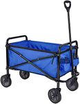 Amazon Basics Collapsible, Height Adjustable & Foldable Outdoor Garden Utility Wagon / Trolley with Cover Bag, Blue