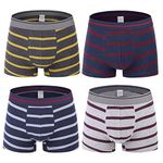 Nuofengkudu Men's Trunks Underwear Seamless Striped Stretch Cotton Pouch Support Underpants Briefs Breathable Soft No Ride up Boxer Shorts Multipack(Trunks-3,M)