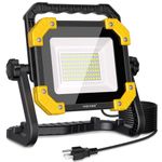 MEIKEE 80W LED Work Light, 5000K 3 Brightness Outdoor Work Flood Lights, IP65 Waterproof Portable Security Job Site Lighting with 11.5ft Wire for Workshop Garage Construction Site Car Repairing