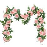 SHACOS 3Pcs (19.6 FT) Artficial Flower Garland Artificial Rose Vine Garland Decorations Rose Garland Artificial Flowers Hanging Garland for Wedding Home Garden Party Outdoor Indoor, Pink