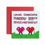 Huxters 33rd Anniversary Card – Level Complete Anniversary Love!– Funny Anniversary Cards for Him and Her – Anniversary Cards for Husband and Wife – 33rd Wedding Anniversary Card Envelope (33rd)