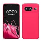 kwmobile Case Compatible with Google Pixel 8 Case - Protective Slim TPU Cover with Soft Matte Finish - Neon Pink