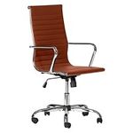 The WORKPLACE Depot Office Desk Chair, Ribbed Ergonomic Computer Desk Swivel Chair with Arm Rests (Brown)