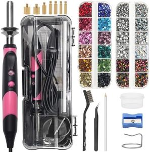 AngleKai New-Upgrade Hotfix Rhinestone Applicator Tool, Rapid-Heating Hotfix Rhinestone Setter Bedazzler Kit with Rhinestones for Crafts, 15 Color Rhinestone/ 7 Tips/Tweezers/Pencil/Brush (Pink)