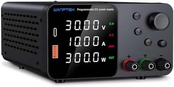 WANPTEK POWER DC Power Supply 30V 10A Bench Power Supply with Output Switch/OCP Protection, Variable Power Supply with USB-A & USB-C Fast Charge/Precise Encoder Knobs