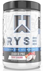 Ryse Up Supplements Core Series Loaded Pre-Workout Powder | Fuel Your Greatness, Pump, Energy Strength | Tiger's Blood, 438 Gram (Pack of 1))