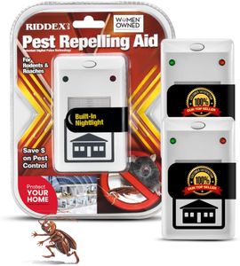 RIDDEX Plus Insect Repellent | Plug in, Mouse Deterrent - Pest Control for Defense Against Rats, Mice, Roaches, Bugs and Insects | Control Pests with No Chemicals or Poison | White 2-Pack
