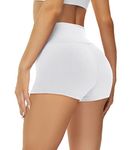 TNNZEET Booty Biker Shorts for Women, High Waisted Workout Spandex Gym Shorts White, White, X-Small