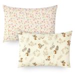 Winmany Toddler Cotton Muslin Pillowcases Baby Girl Boy Pillow Case Travel Cushion Pillow Covers with Envelope Design Cot Bed Accessories Fit for 13"x18" 14" x 19" 12"x16" Pillow (Flower+Animal)