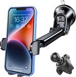 APPS2Car Suction Cup Phone Mount, Windshield/Dashboard/Air Vent Suction Car Phone Holder Mount with Sticky Gel Pad, Compatible with iPhone, Samsung, All Cellphone, Thick Case Friendly (Dark Black)