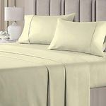 1000 Thread Count 4 Piece Bedsheet Set (Flat Sheet, Fitted Sheet with 10" Snug Fit & 2 Pillow Cover) 100% Long Staple Cotton Sheet Set- Shrinkage & Wrinkle Free -Ivory Solid,Queen Size