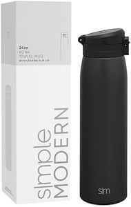 Simple Modern Insulated Thermos Travel Coffee Mug with Snap Flip Lid | Leakproof Reusable Stainless Steel Tumbler Cup | Gifts for Women Men Him Her | Kona Collection | 24oz | Midnight Black