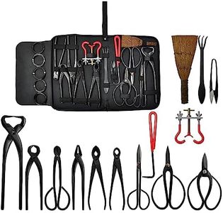 Voilamart 14 Piece Bonsai Tools Kit with Case, Carbon Steel Scissor Cutter Shear Set Garden Plant Tools