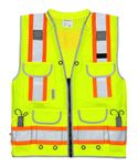 VERO1992 Reflective Vest Class 2 Heavy Woven Two Tone Engineer Hi Viz Orange Safety Vest 3M 8712 Tape (XX-Large, Yellow)