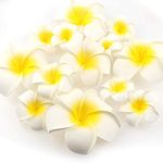 SATYAM KRAFT 24 Pcs Artificial Big Fake Foam Hawaii Beach Water Floating Flowers, Deepawali, Plumeria Flower for Pooja Thali & Events,Diwali,Home Decoration (White, 6 cm)(Foam)