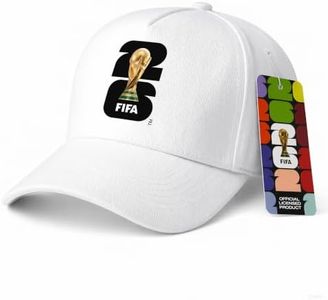 Official FIFA World Cup Hat, Adjustable Cotton Soccer Hat for Men Women, FIFA Football Sports Cap for Workout Outdoor Travel,FIFA World Cup Gift White