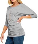 Made By Johnny MBJ WT822 Womens 3/4 Sleeve with Drape Top S Heather_Grey