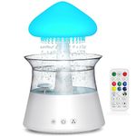 Diffuserlove Cloud Humidifier Rain Water Diffuser Water Drip Humidifier with Remote Waterfall Lamp Mushroom Humidifier Rain Sounds White Noise Humidifier Air Humidifiers for Bedroom Desk (White)