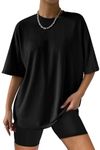 AirMood Womens Oversized Loose Fit T Shirts Tops Summer Short Sleeve Oversize Tee Tshirt (Black,X-Large,X-Large,49.88)