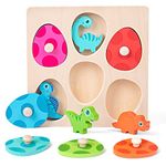 LZDMY Baby Wooden Montessori Dinosaur Puzzles Toys for Boys Girls 1 2 3 Year Old, Toddlers Sensory Toys Dinosaur Eggs Motor Skill Toy Sorting Game, Baby Birthday