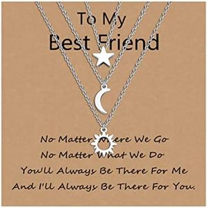 VU100 3 piezas sol, luna y estrella collar amistad colgante collar regalo para mejores amigos hombres mujeres niños niñas (plata)