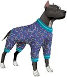 LovinPet Pajamas for Dogs, Base Pjs Under Dog Hoodies, Large Dog Pajamas, Lightweight Stretchy Shine Bright Toss Light Navy Prints Big Dog Jammies, UV Protection, Adorable Dog Jumpsuit L