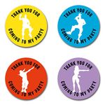 40mm Fort Battle Game Dancer "Thank You For Coming To My Party" Round Stickers for Party Bags & Sweet Cones - Floss, Dab, Take the L, Ride the Pony (24 x Stickers)